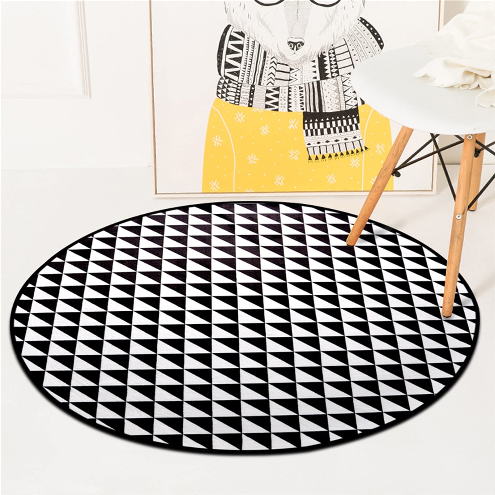 Tapis décoratif moderne rond pour chambre et salon chaleureux