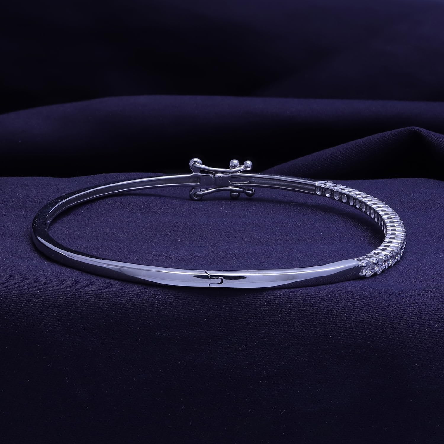 AFFY 1 Carat Lab Grown Diamond Tennis Bangle Bracelet for Women, 14K Gold Over 925 Sterling Silver Diamond Wedding Bracelet, Bridal Jewelry for Her (6.5, 7, 7.5, 8 Inch)