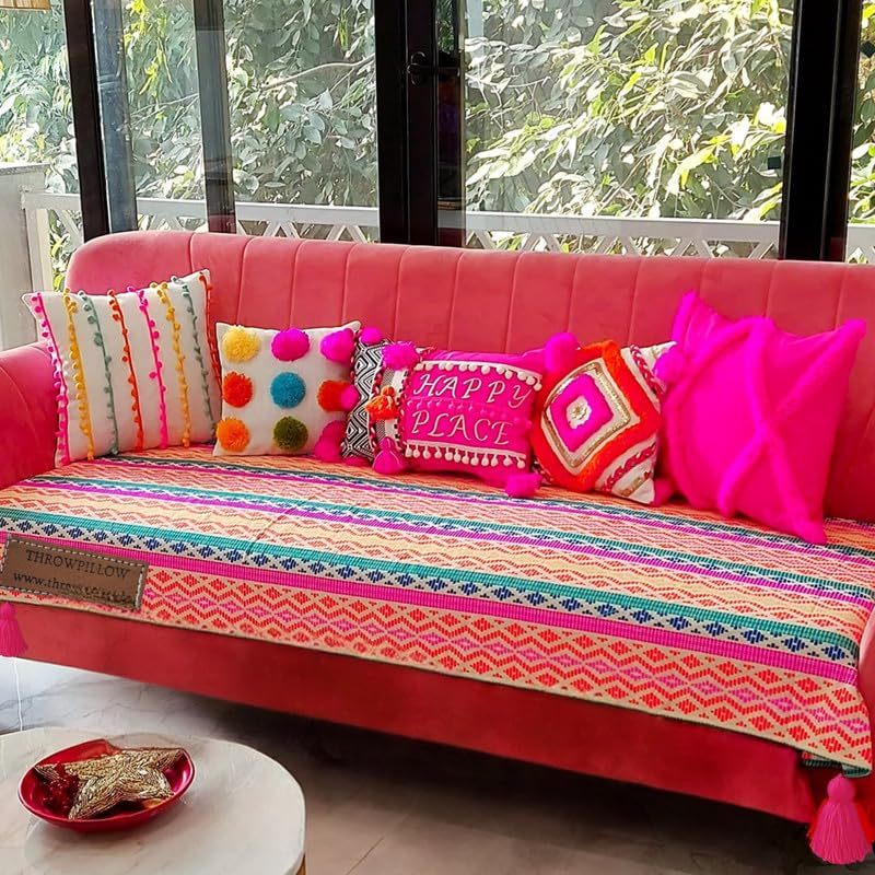 【専用出品】③TRES THE SOFA クッション3個＋替えカバー Luxury 3 Seater Sofa Cover with Tassels| Rainbow Aztech Three