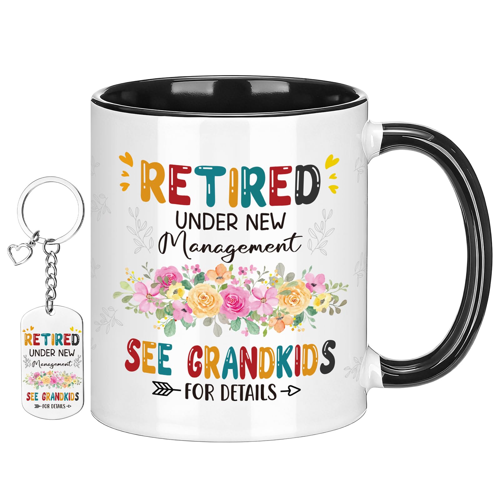 Aoesuny Funny Retirement Mug Keychain Set for Retired Women Grandma