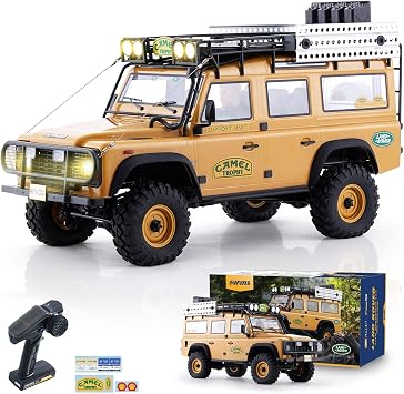 BEEZRC FMS 1/10 FCX10 RC Crawler Officially Authorized Land Rover Series, Camel Trophy Edition RC Model 4WD RC Rock Truck, 2.4Ghz Hobby Grade, RC Off Road Vehicle for Adults RSDefender 110