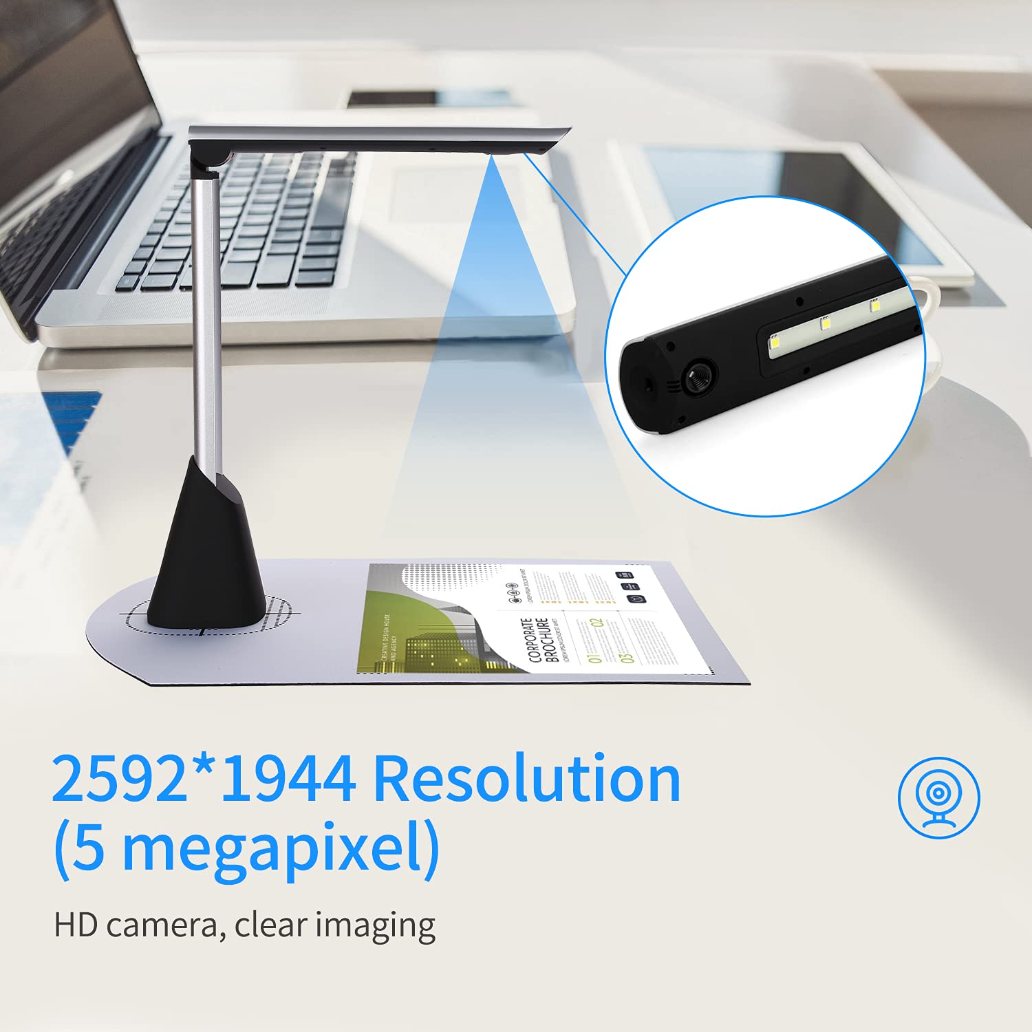 BK34 Scanner per fotocamera per documenti HD da 5 pixel Dimensioni della tura A4 con luce LED Software didattico per insegnanti di classe Insegnamento online Educazione a distanza