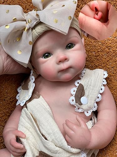 Muñeca Bettie Girl de 18 pulgadas, puede abrir la boca anatómicamente correcta, muñeca bebé de silicona realista completamente sólida cuerpo recién