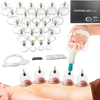 AIKOTOO Cupping Therapy Set, 24 Massage Cups Cupping Set with Pump Vacuum Suction Cups for Body Cellulite Massage Back Pain Relief, Chinese Acupoint Physical Hijama