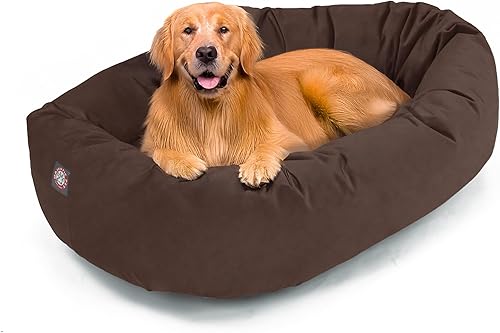 Miniatura 35 de Majetic Pet Products - Cama en forma de bagel para perro, de gamuza color gris, 40 pulgadas, con reposacabeza