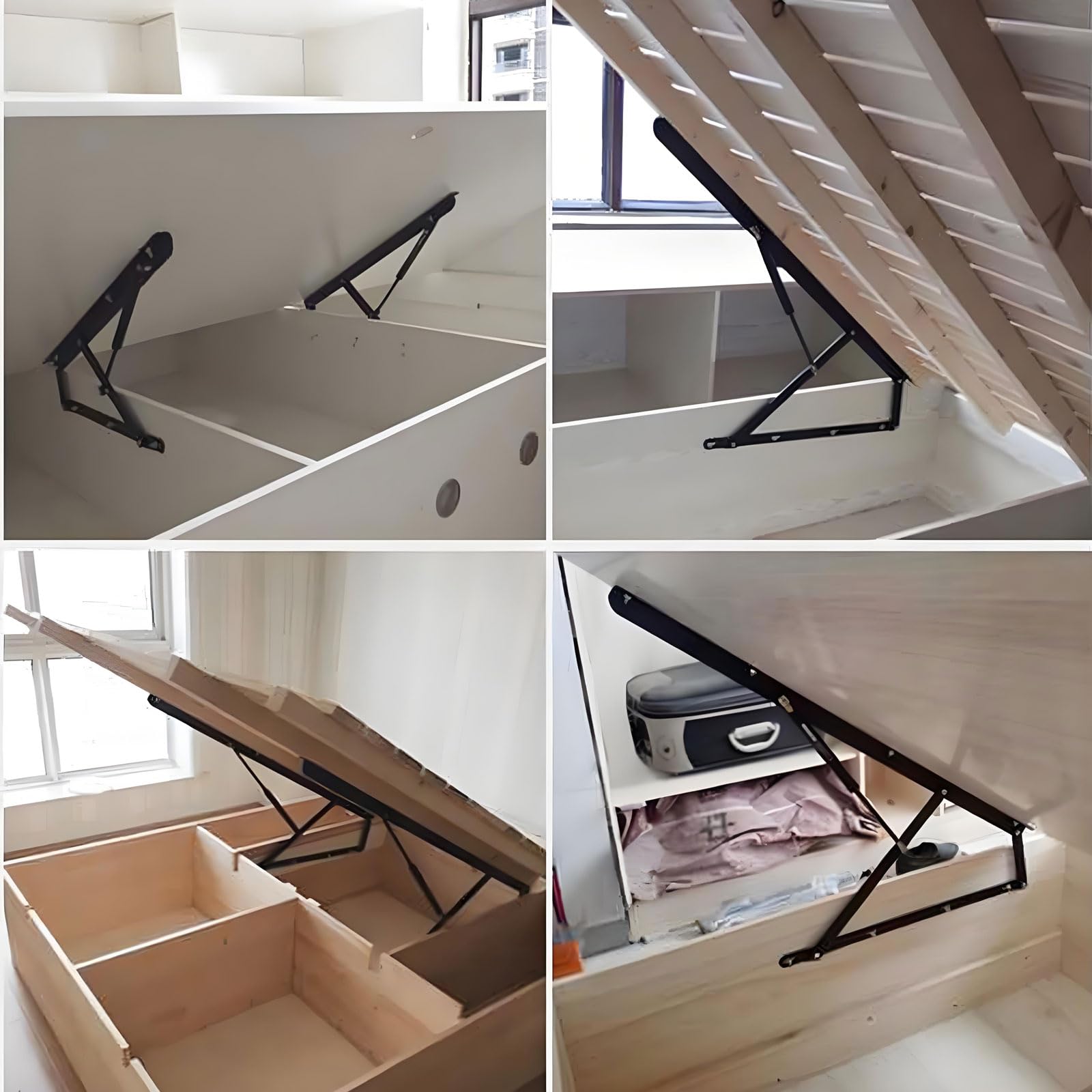2 Piezas Bisagra De Elevación,Mecanismo de Elevación Hidráulico para Cama,Elevadores de Cama De Servicio Pesado de Resorte de Amortiguador de Gas,Barra De Soporte Varilla Hidráulica