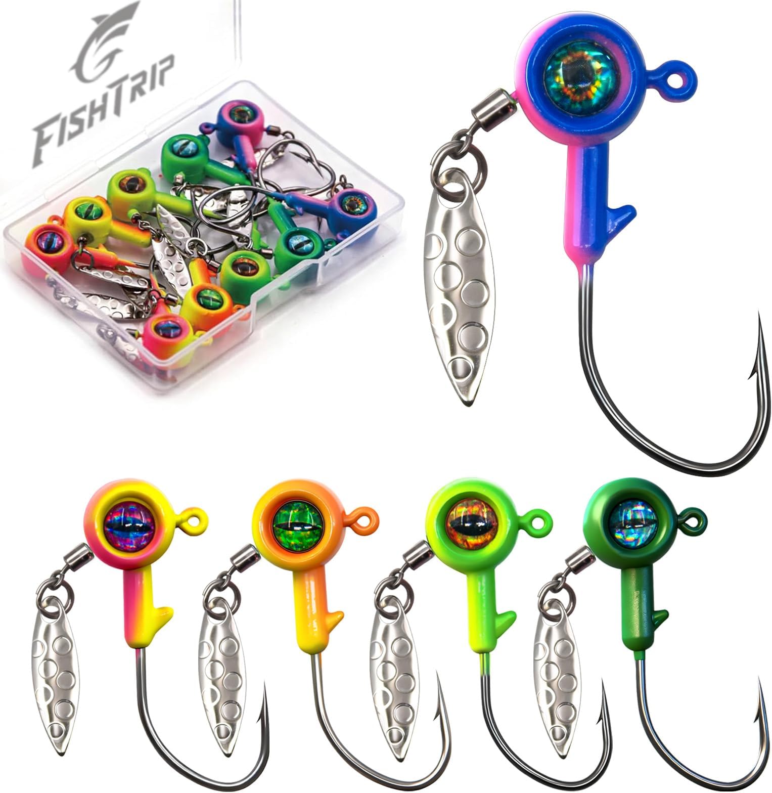 Jig Heads Hooks with Spinner - Underspin Crappie Fishing Jighead with Willow Blade for Saltwater Freshwater 1/32oz,1/16oz,1/8oz,3/16oz,1/4oz