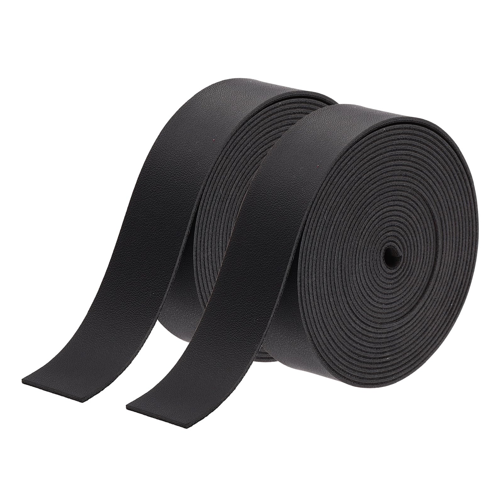 sourcing map 2Roll Faux Leather Straps, 1 Inch Wide 137.8 Inch Long PU Leather Strips Flat Cord for Clothing Bag Belt Making DIY Craft Projects (2mm Thick, Black)