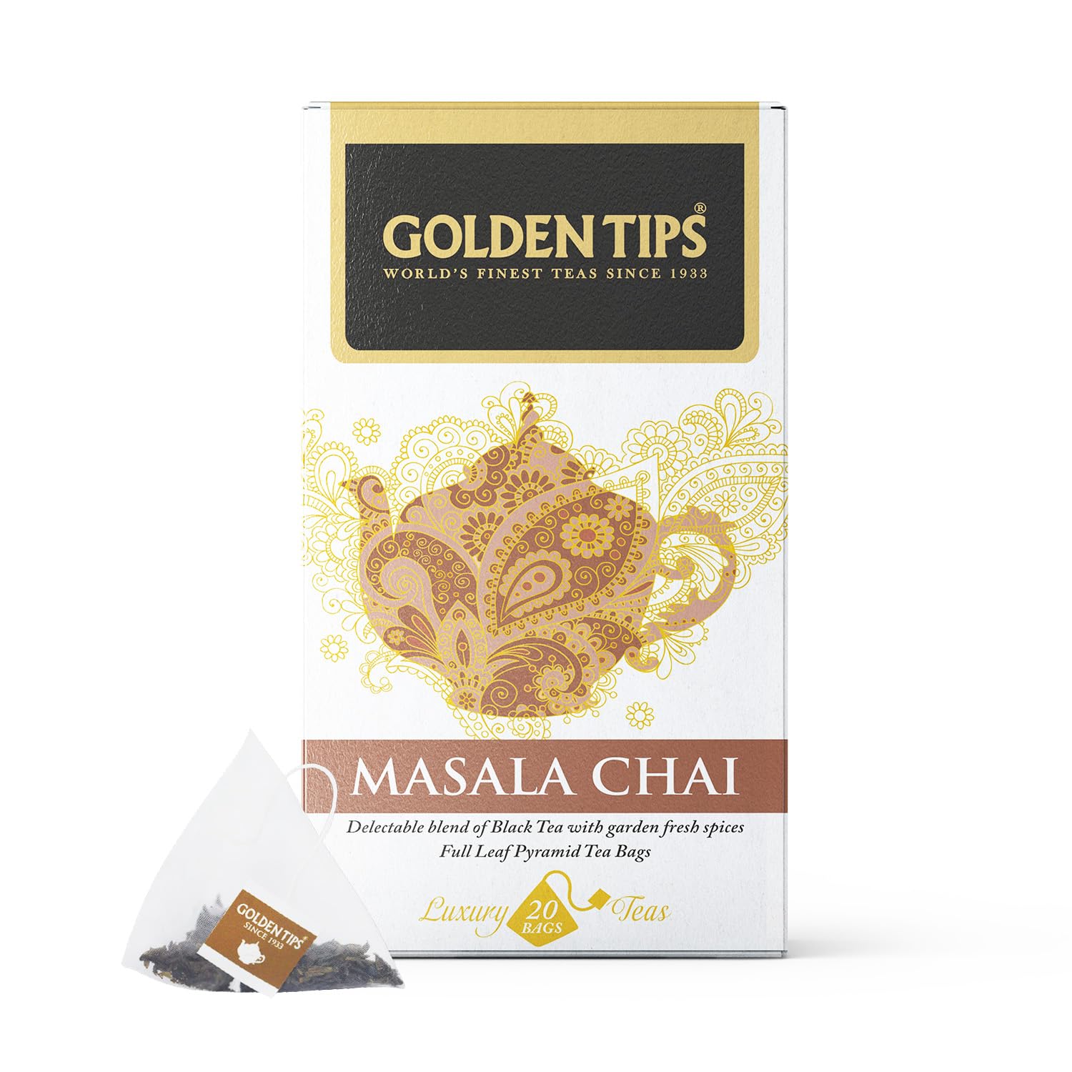 Full Leaf Pyramid Masala Chai Tea Bags (20 Bags, 40 Gram)