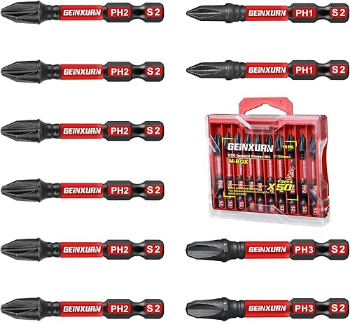 Miniatura 17 de Impact - Puntas de destornillador Phillips de impacto de 2 pulgadas #2, paquete de 30 (PH2) magnéticas de acero S2 con 1 portapuntas de impacto y
