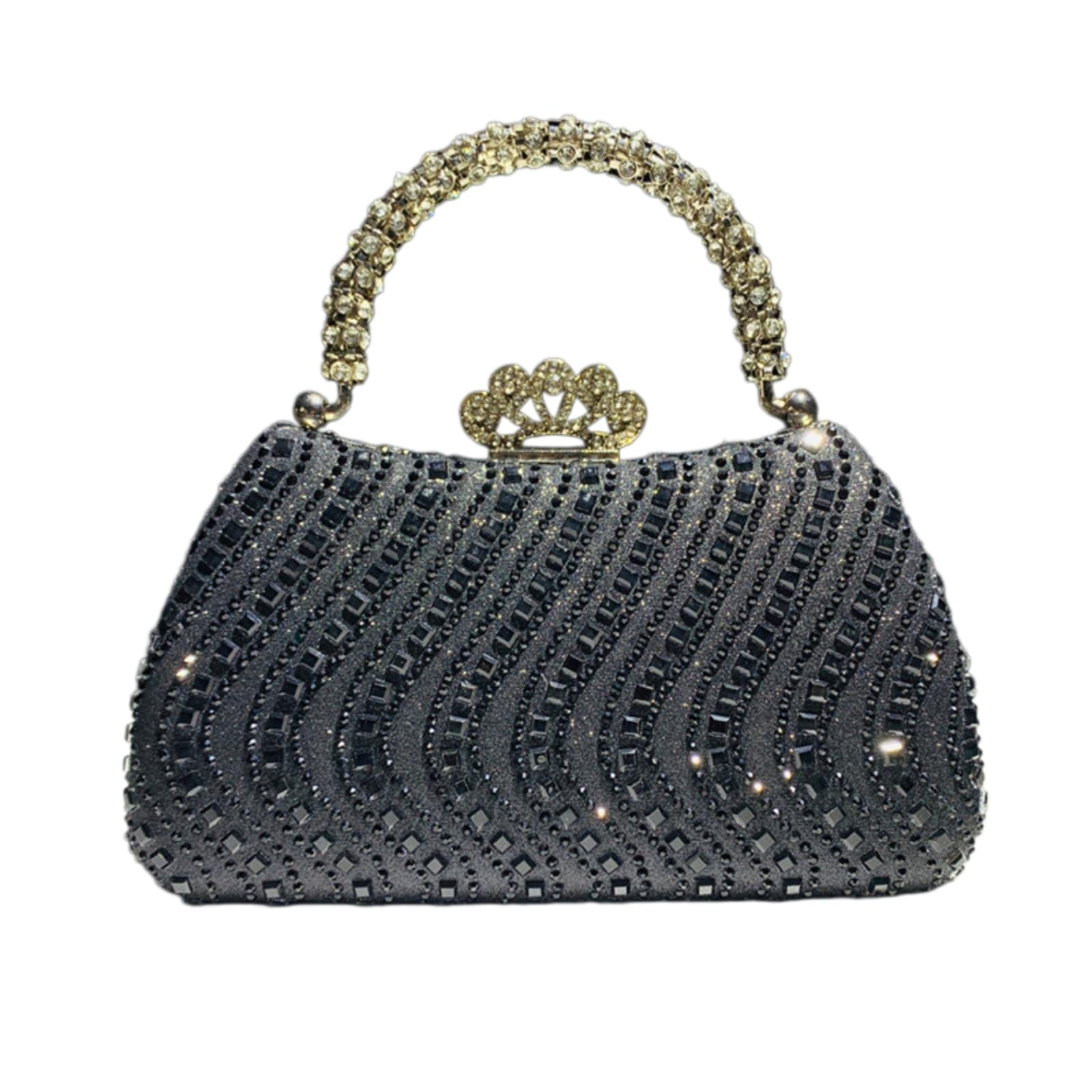 Borsa Clutch di Frizione Serale Incrustata con Maniglia Lo, A Catena Rimovibile per Feste Formali Banchetto Nozze-Champagne