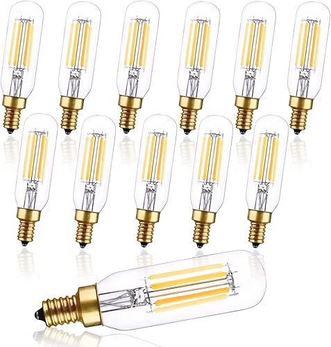 CREATE BRIGHT Bombilla LED T6 regulable E12 T25 de cristal transparente tubular Edison para ventilador de techo, colgante, apliques de pared, CREATE BRIGHT Bombilla LED T6 regulable E12 T25 de cristal transparente tubular Edison para ventilador de techo, colgante, apliques de pared,