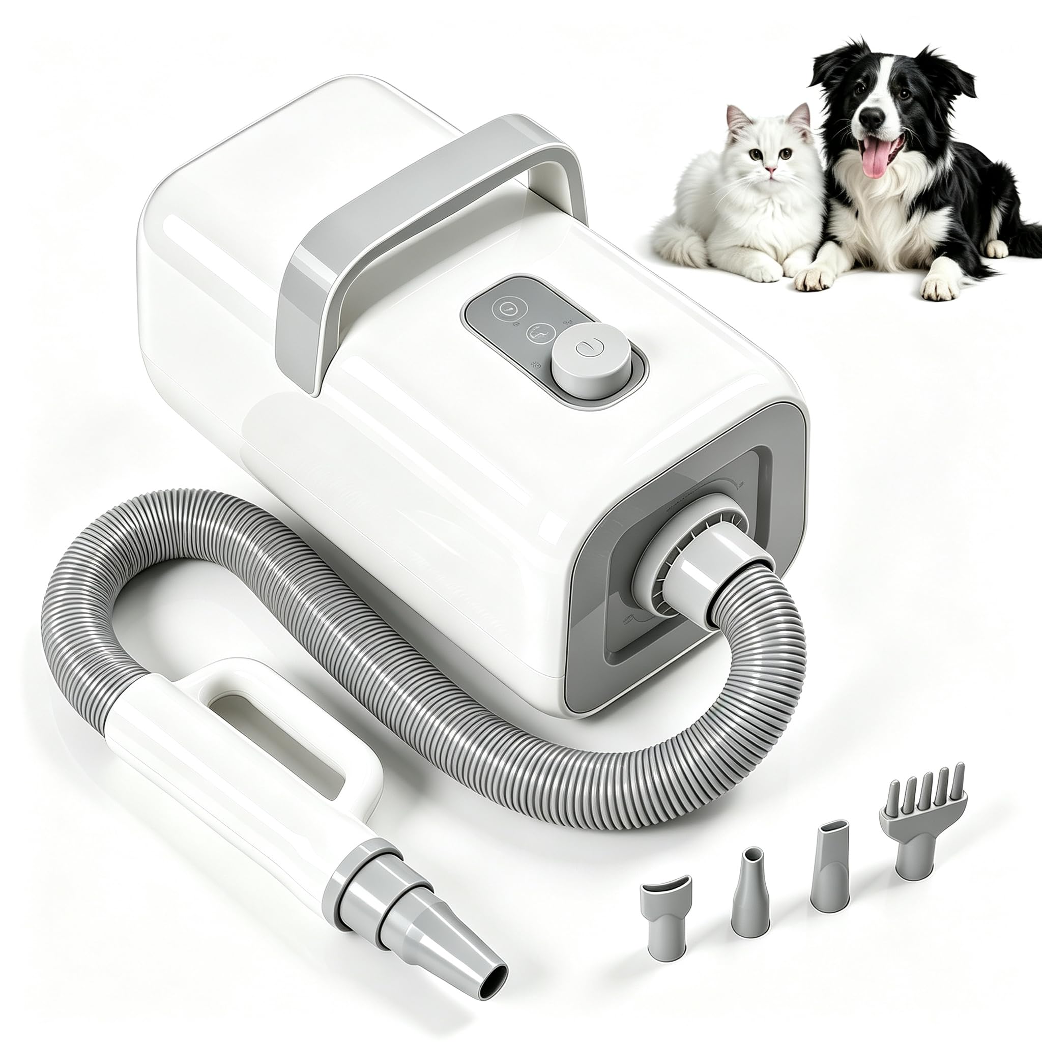 DUMOS Dog Dryer for Pet Grooming Kit, Dog Blow Dryer with 4 Nozzles