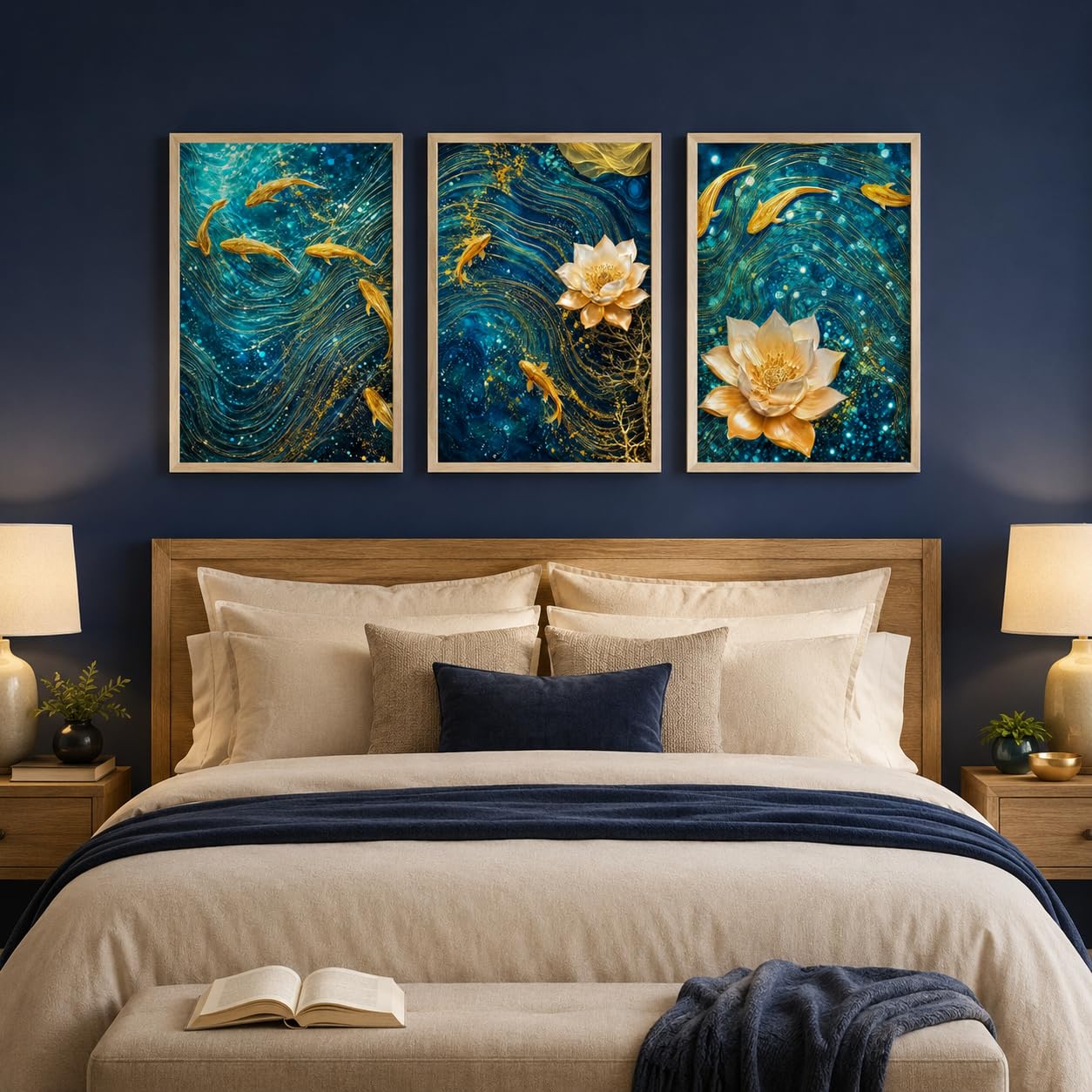 Livin'luxe Koi Fish Lotus Wall Art Set -2