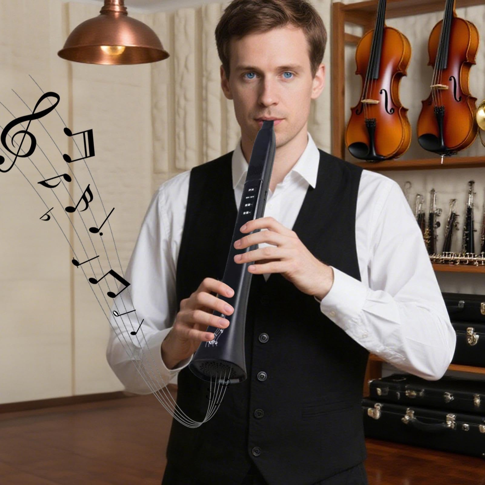 Instrument à Vent Électronique Numérique - Saxophone Électronique avec Haut-parleur Intégré,Équipement Musical Rechargeable Pour Enseignement En Classe, Spectacles, Pratique