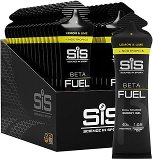 Science in Sport BETA Fuel + Nootropics - Nootropic 에너지 젤 - 최적의 1:0.8 말토덱스트린 대 과당 비율 - 탄수화물 40g - 스포츠 영양 - 레몬 & 라임 맛 - 30개입