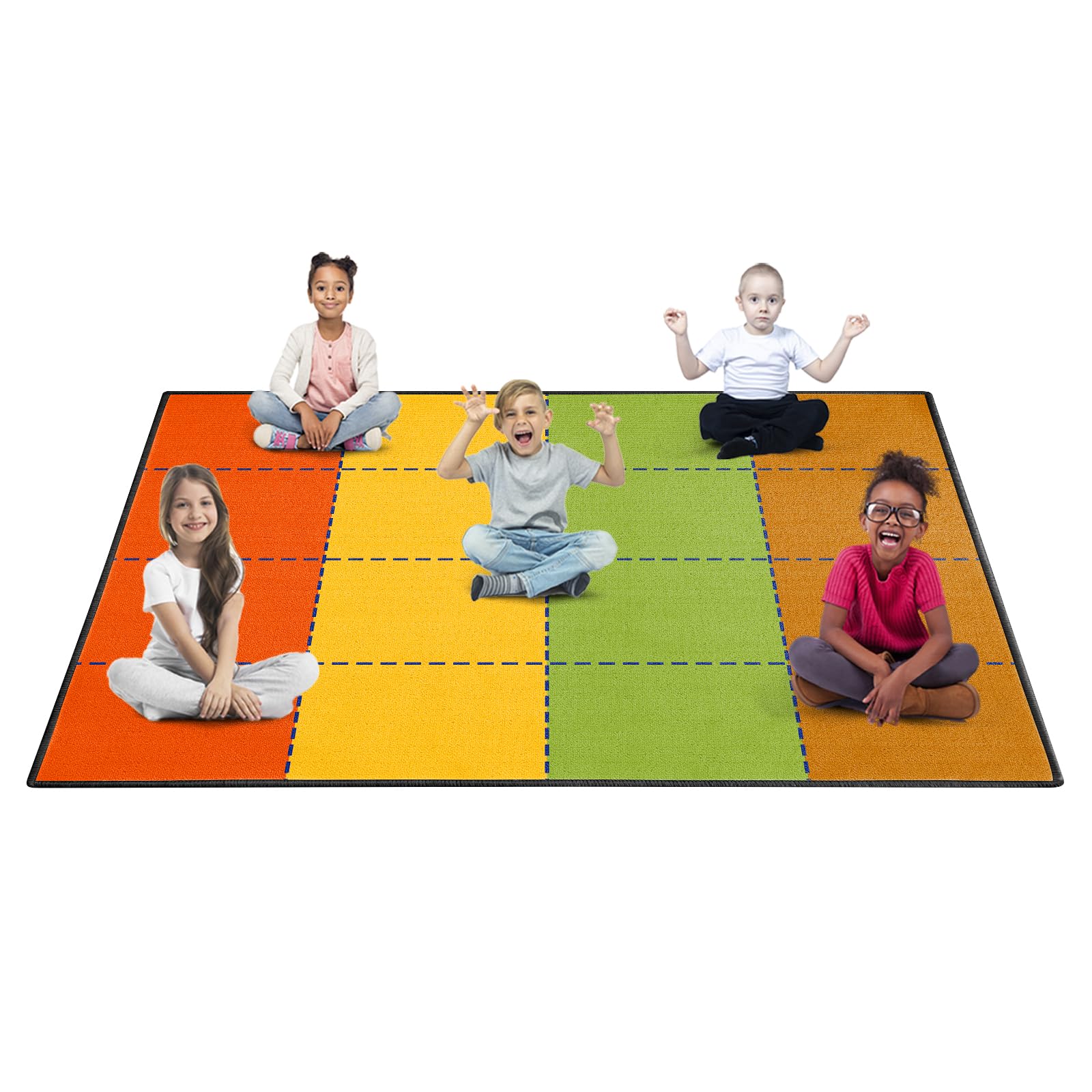 ABCarpet Classroom Rug 16 Seats Carpet for Elementary Preschool Homeschool Daycare Playroom Reading Circle Time Activity Soft Washable Foldable Non Slip Backing Rolling Packing (6.5 x 8.5 ft)