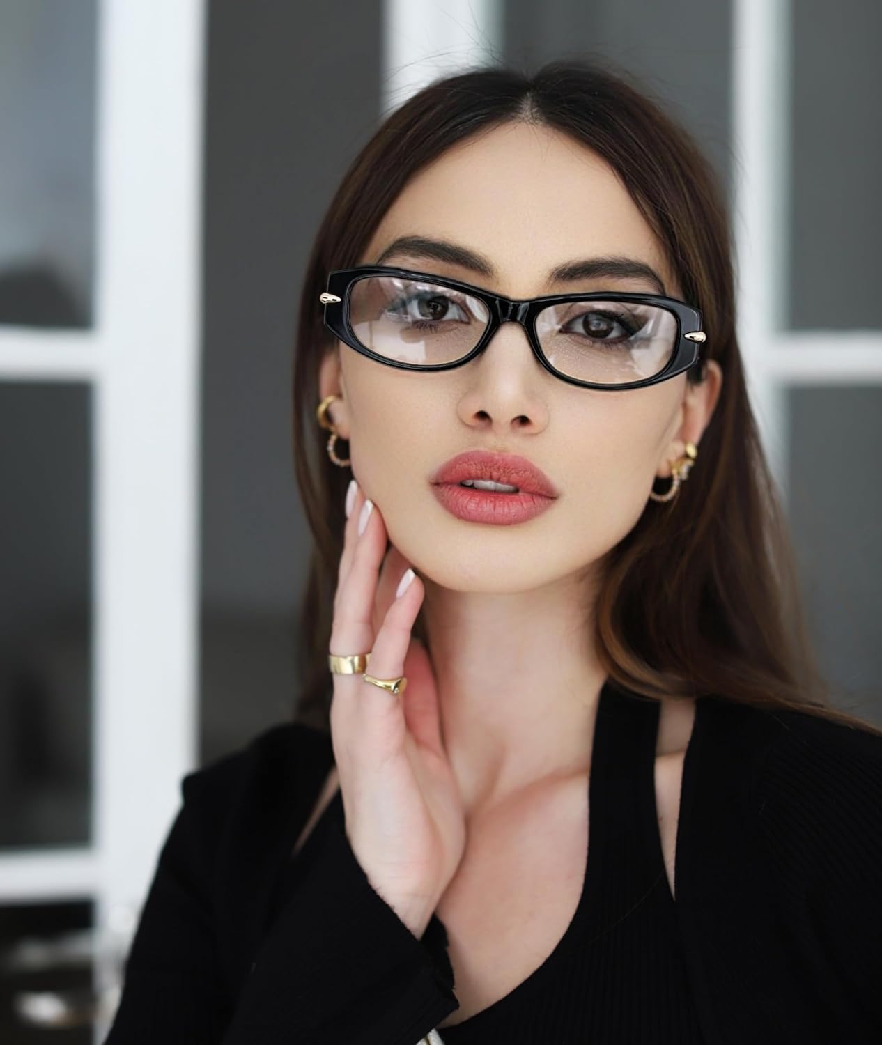 VOOGLAM Blue Light Glasses for Women Men Computer Phone TV Anti Eyestrain Dry Eyes Rectangle Oval Eyeglasses Erica