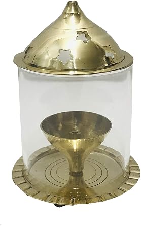 Brass Akhand Jyot Diya Golden Diya Jyot Deepak Pooja Dia Brass Diwali Puja Diwali /Deepawali Deepak Oil Lamps Lantern Navratri/Navaratri Pooja Diya Engraved Christmas Gift Items Size- 5 inch