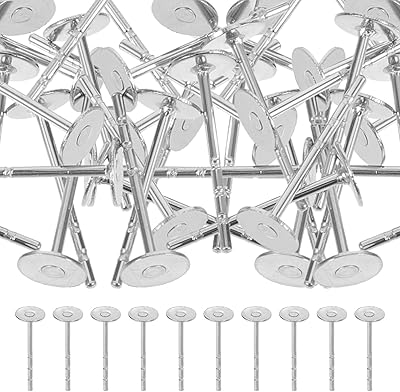 VILLCASE Earring Post Blank Earring Stainless Steel Blank Peg Post Ear Studs Silver Flat Pad Earring Studs for Jewelry Making Findings