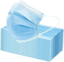 50Pcs Disposable Face Masks, 3 Layers Breathable Earlooped Disposable Mask - Blue (Sealed in Plastic Bag)