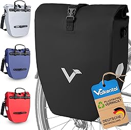 Valkental® Große & wasserdichte Gepäckträgertasche - Fahrradtasche für Gepäckträger mit großen Reflektoren [Abschließbar] Bombenfester Sitz - Mehrfach ausgezeichnet - Gefertigt für Langlebigkeit