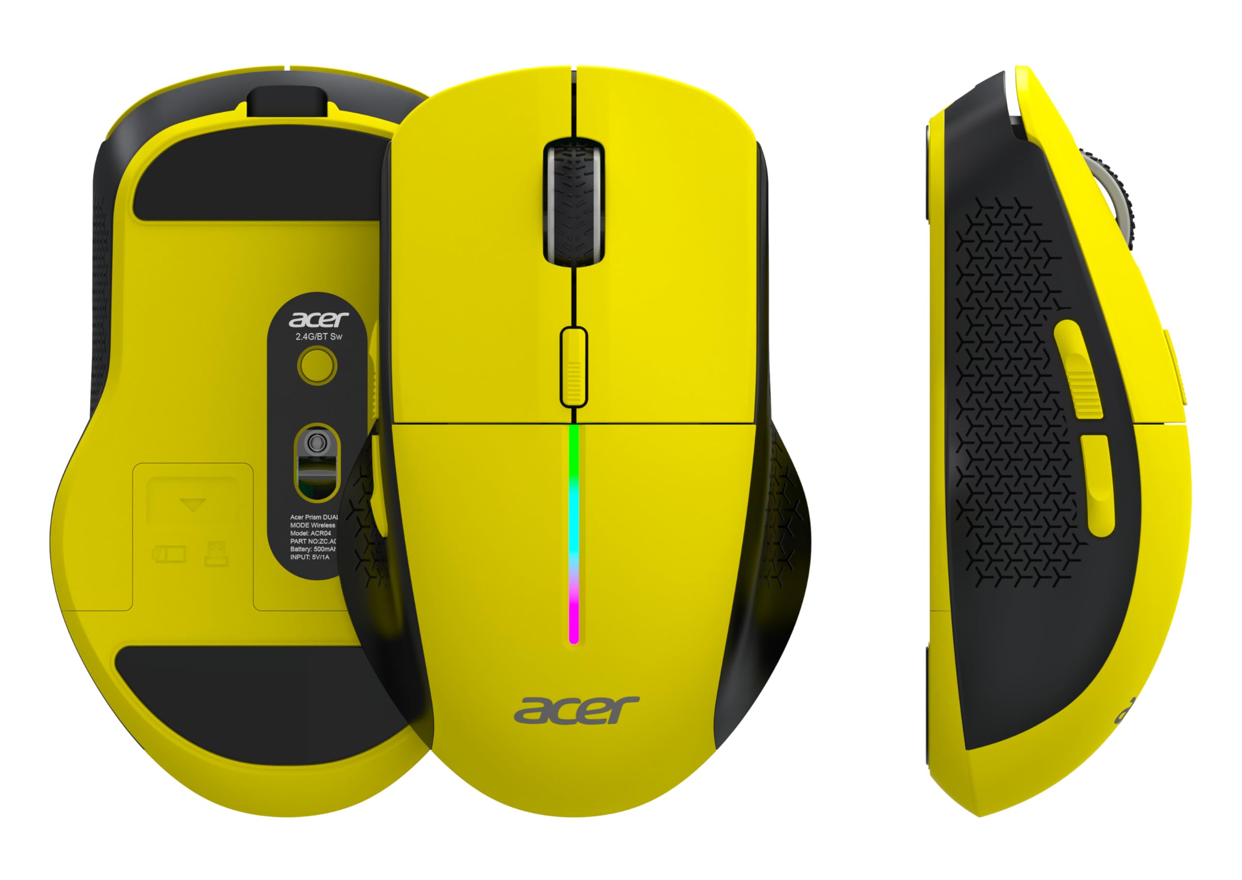 Acer Prism Dual Mode Wireless Mouse I 2.4G + Bluetooth I Silent Click I 3200 DPI (800-1200-2400-3200) I Rechargeable 500mAh I RGB LED I 6 Buttons I Lightweight 87g I Ergonomic Design for Laptop PC Mac — Amazon image 13