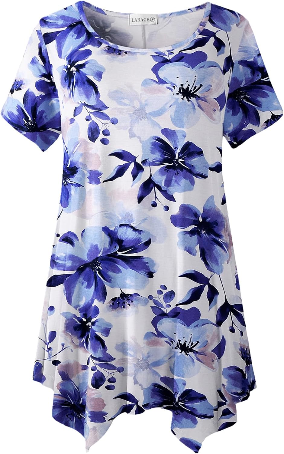 LARACE Short Sleeve Shirts for Womens Plus Size Tops Casual Summer Clothes Asymmetrical Tunic Blouses