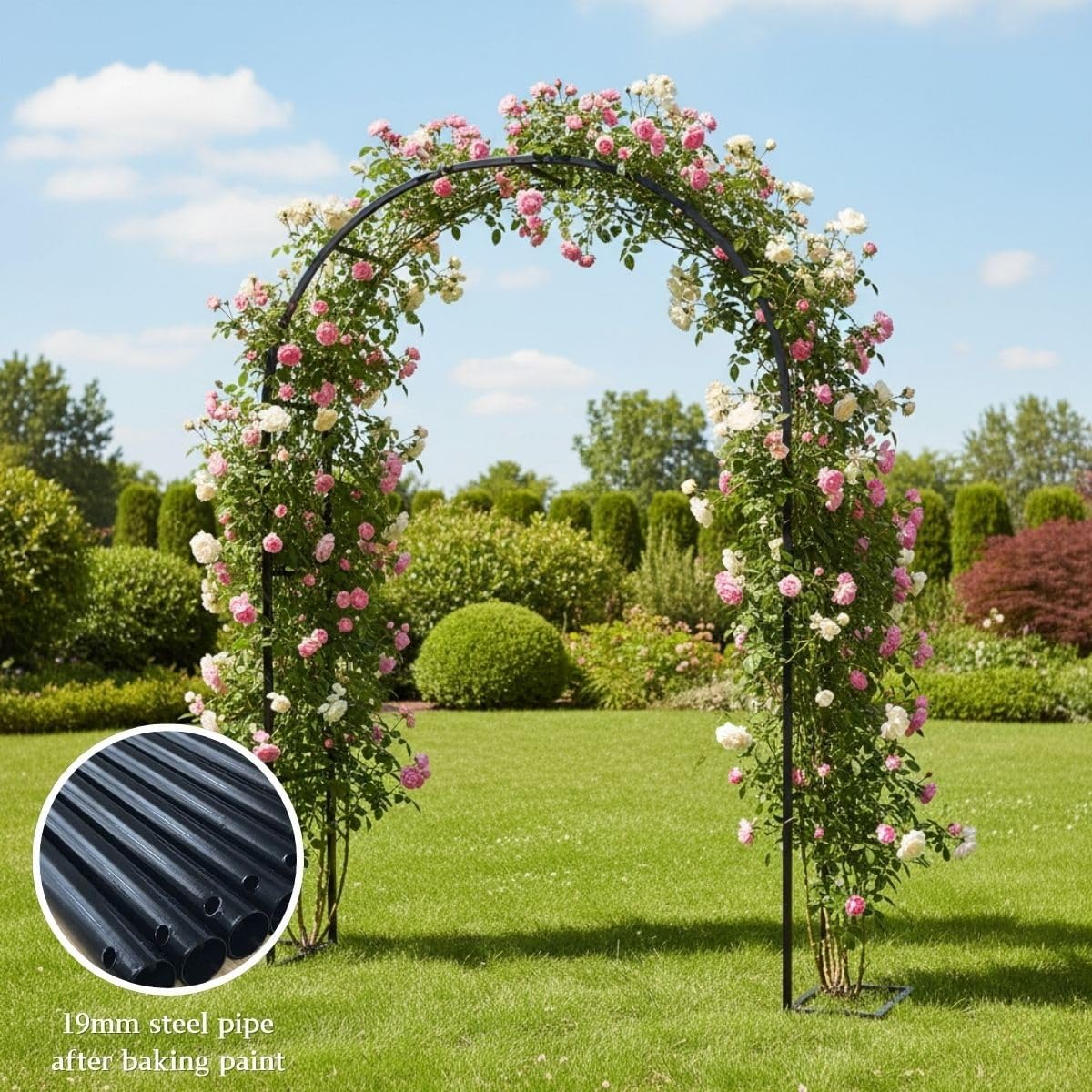 Garden Arbor Trellis for Climbing Plants Outdoor, Metal Garden Arch with Base for Stability, Heavy Duty Wedding Arch, Outdoor Trellis Arches for Flower Roses, Balloon Decoration(Green,W7.9xH7.2ft)