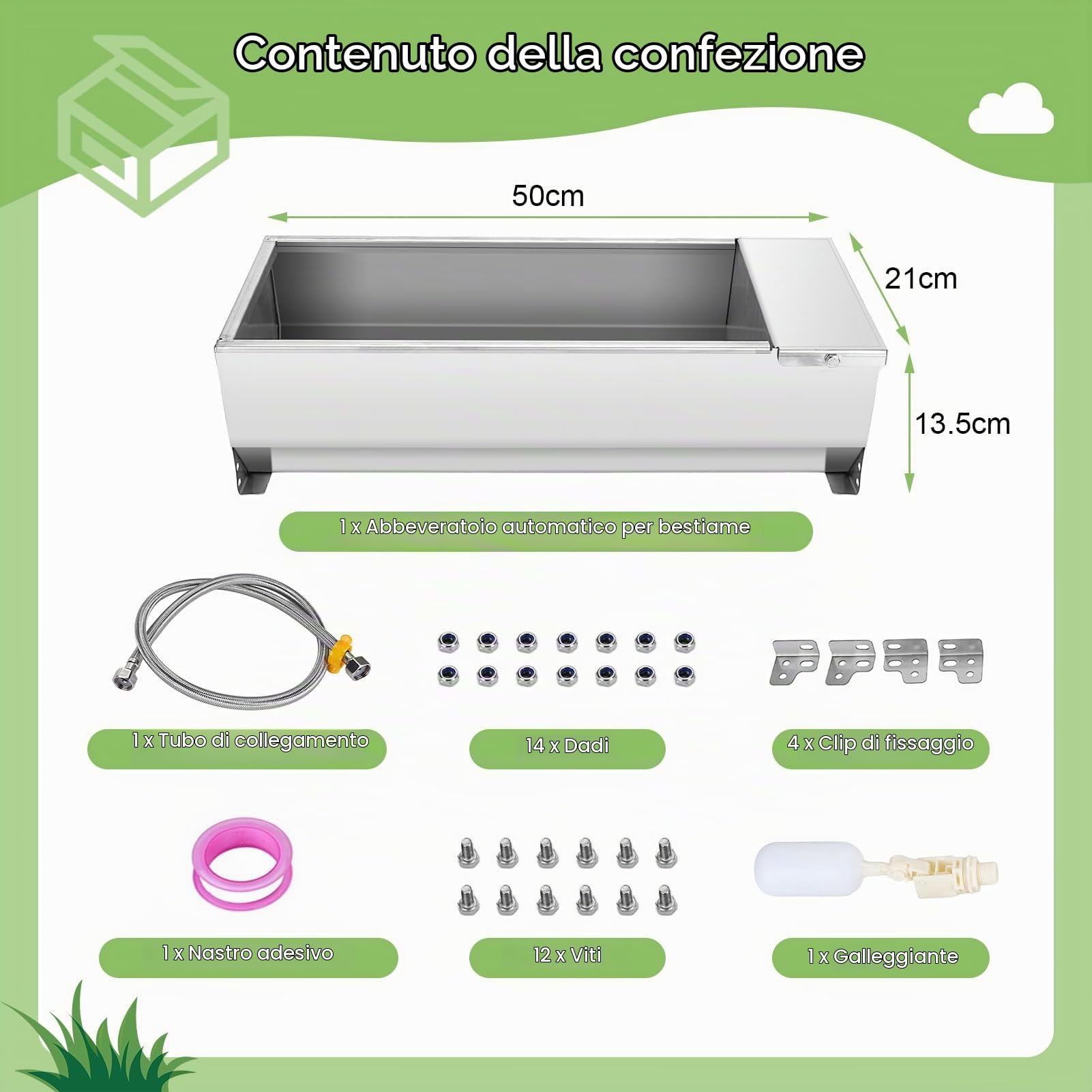 Abbeveratoio Galleggiante, Abbeveratoio per Bovini, Distributore Automatico D'Acqua di Grande Capacità, 7,5 L, Acciaio Inossidabile 304, Autoriempitivo, per Cani, Cavalli,