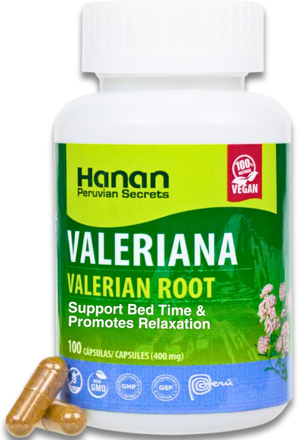 Valerian Root Capsules (100ct) – Pure Valeriana Te de Valeriana Herbal Calming Night Relaxation Wellness Support Tea Supplement from Peru