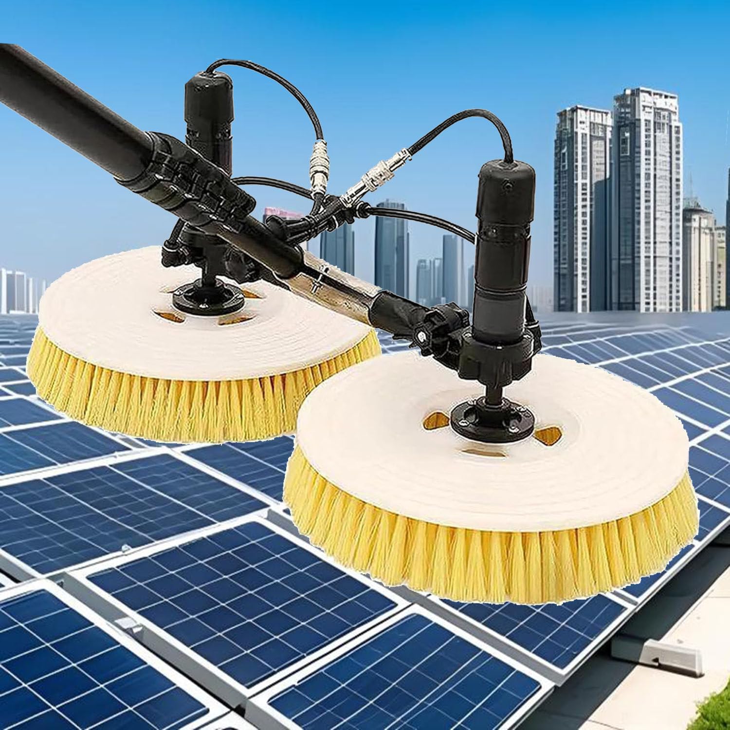 HADECOLL Automatic Window Glass Washing Equipment, Handheld Power Photovoltaic Cleaning Brush, Electric Solar Panel Cleaner, Dual-Purpose Water Brush,Dualpurpose-350Cm