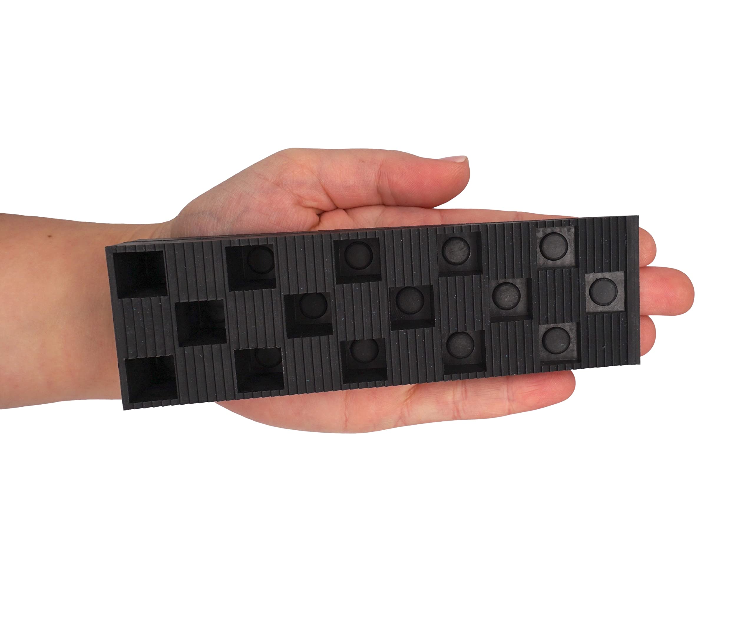 SKIR'CO (4 Stück) schwarze Kunststoff-Rippenkeile 149 x 45 x 30 mm zum Nivellieren, Abstandskeile, ineinandergreifende Keile