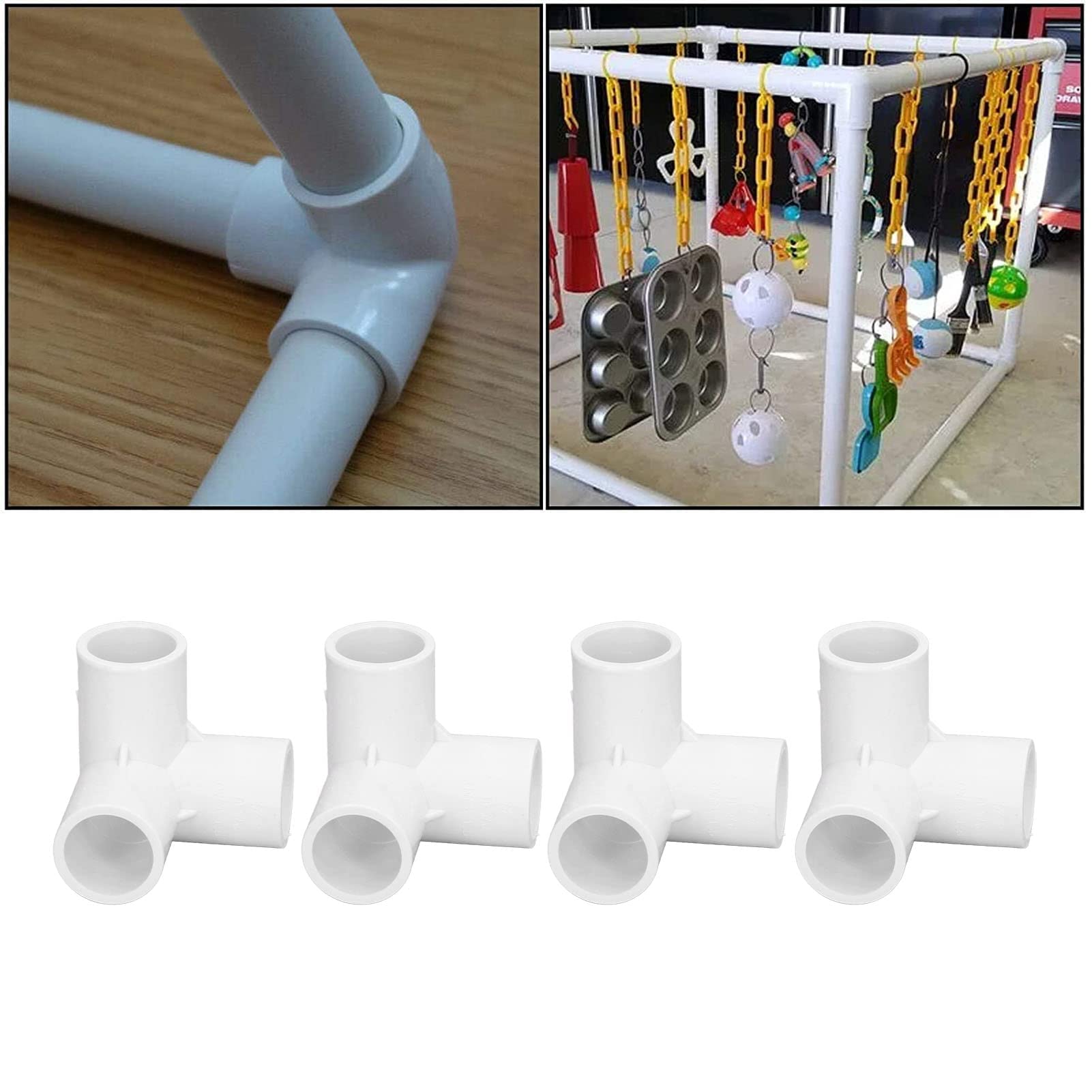 Białe Złączki Rurowe T-kształtne, PVC, 20 mm Średnica Wewnętrzna, 10 Sztuk, Trójdrożne Złącza Kątowe do Rur