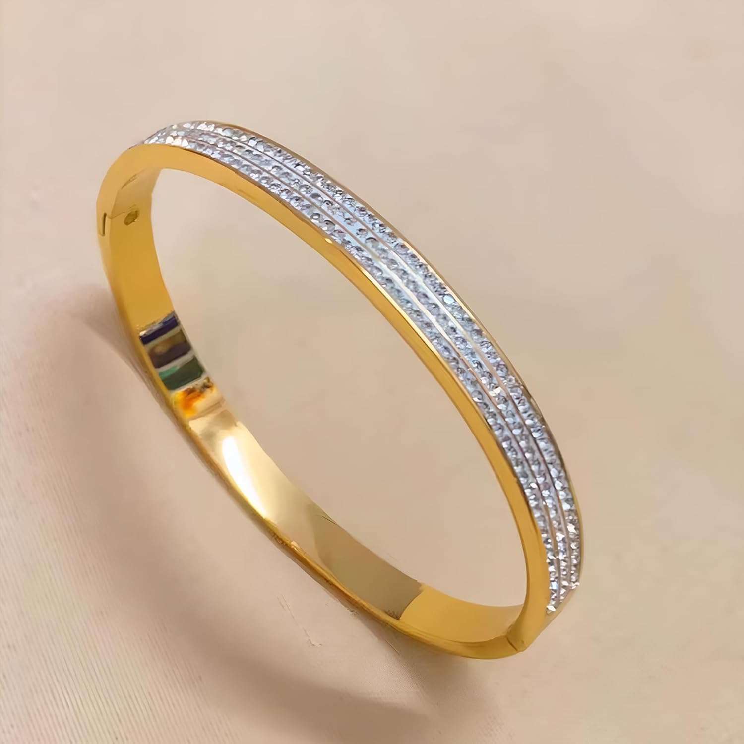 Gold Bracelet For Women, Love, Friendship, 18k Gold-Plated Bangle Bracelet, Zirconia Crystals, Premium Quality All New Stackable Bangle Jewelry - Image 2