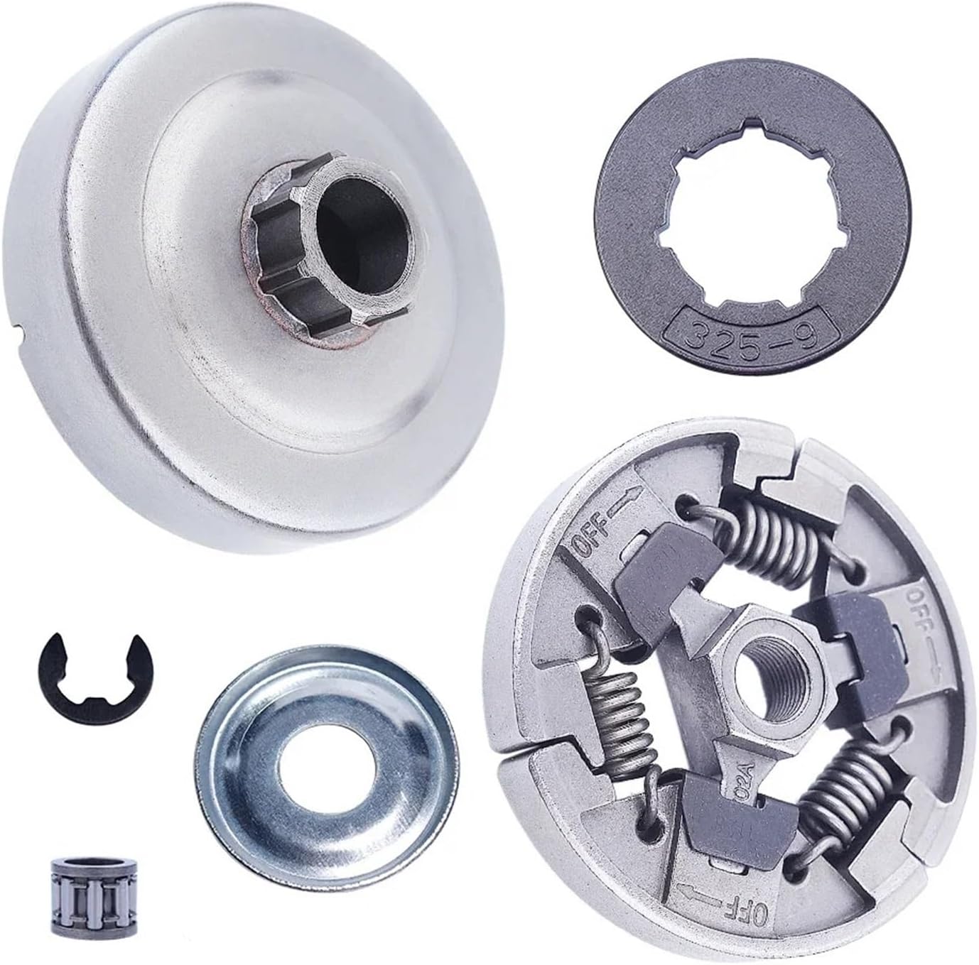 Clutch Drum 3/8'' 7T Sprocket Rim Kit Fit for MS310 MS290 MS390 MS382 Clutch Washer Needle Bearing OEM 1128 007 1001(Drum B)