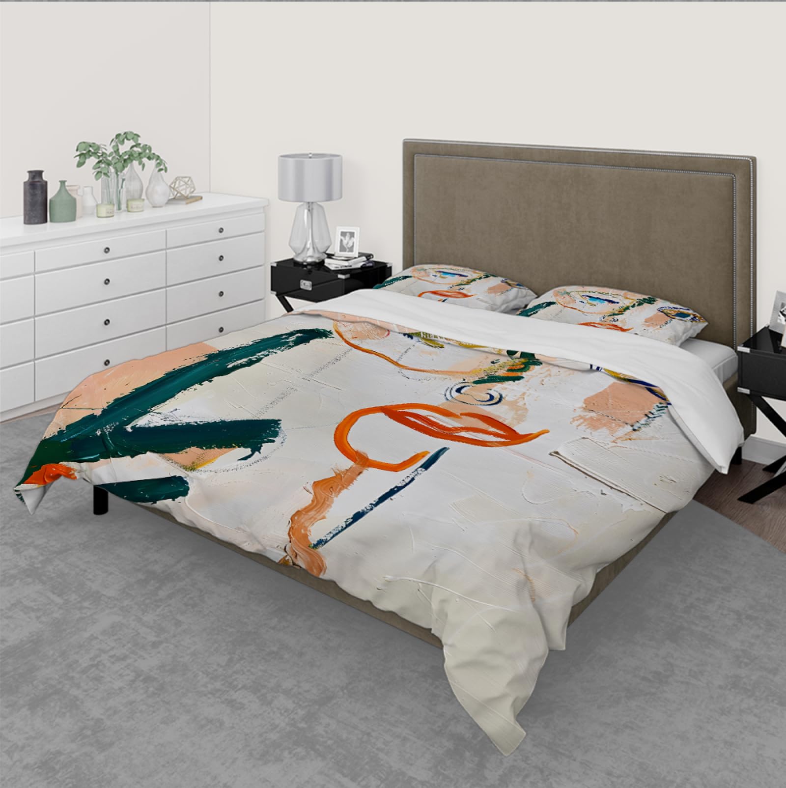 Abstrakcyjna linia twarzy sztuka poszwa na kołdrę nowoczesny boho minimalistyczny abstrakcyjny portret miękka oddychająca pościel zestaw 3 szt. dla kobiet mężczyzn 220x240cm