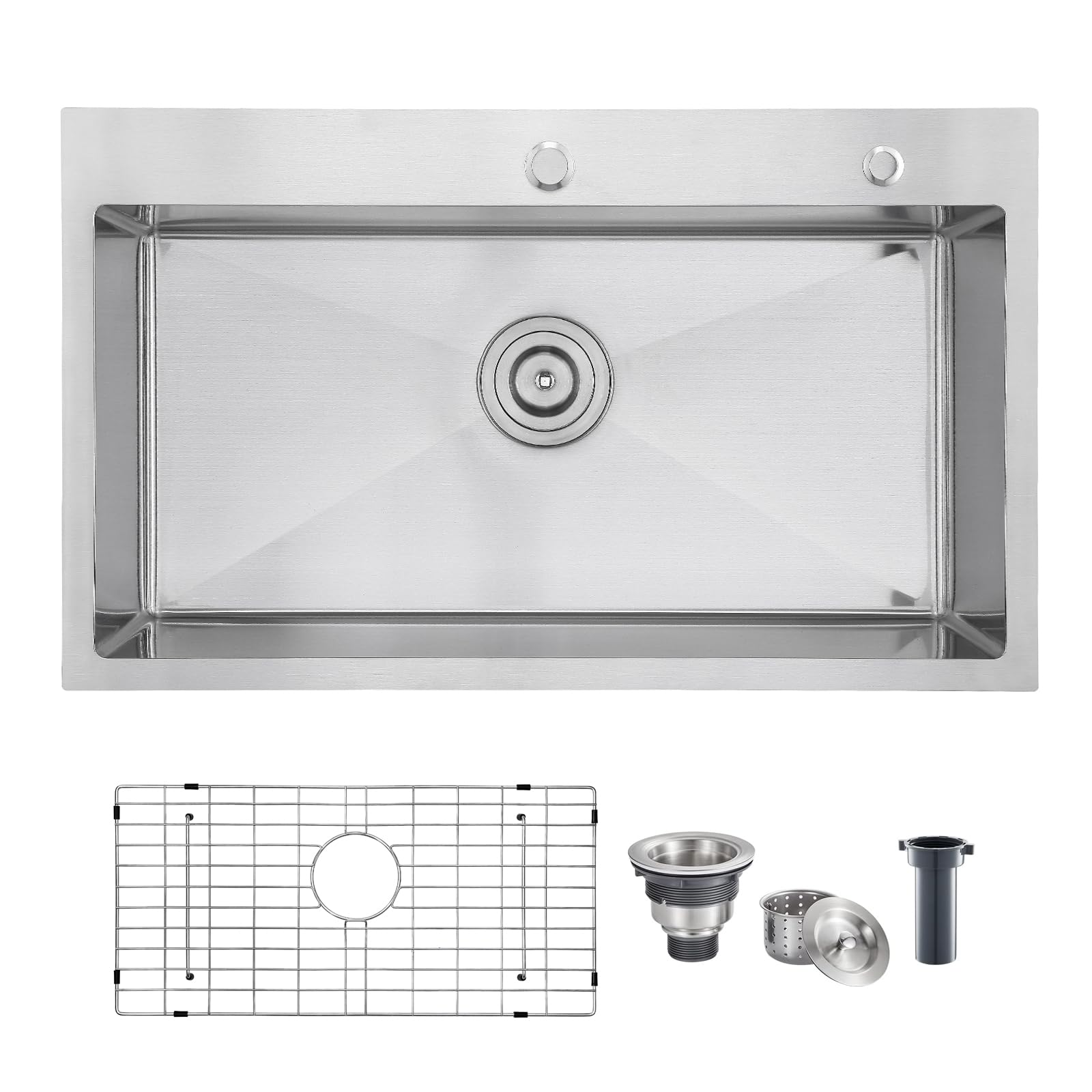 Évier de cuisine 71 x 50,8 cm en inox de calibre 18 avec cuve de 22,9 cm