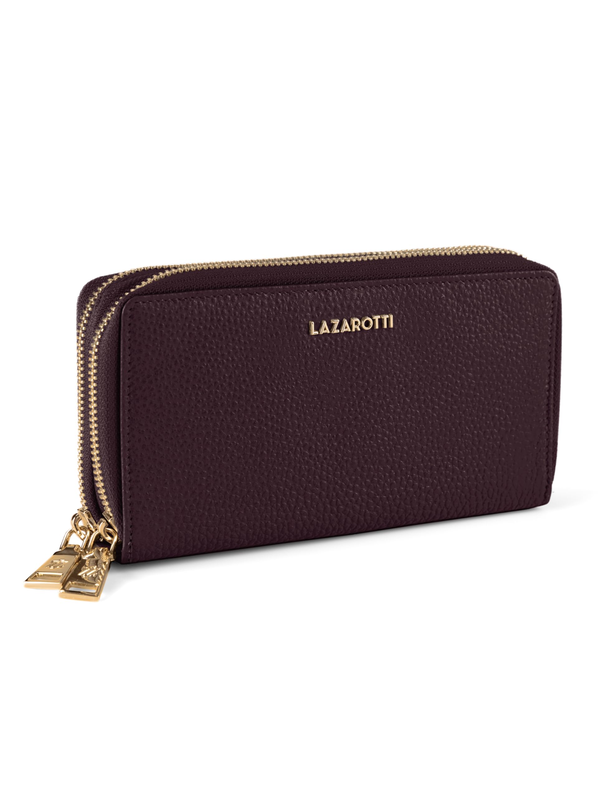 Lazarotti Bologna XL Leder Geldbörse Damen | 2 große Reißverschlussfächer, 20 Kartenfächer, Münzfach, RFID-Schutz | 20 x 4 x 11 cm
