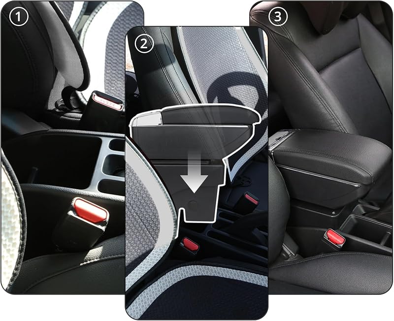 YJYWZH Peugeot 208 Középkonzol Tárolódoboz 2013-2018 Italos Tartóval