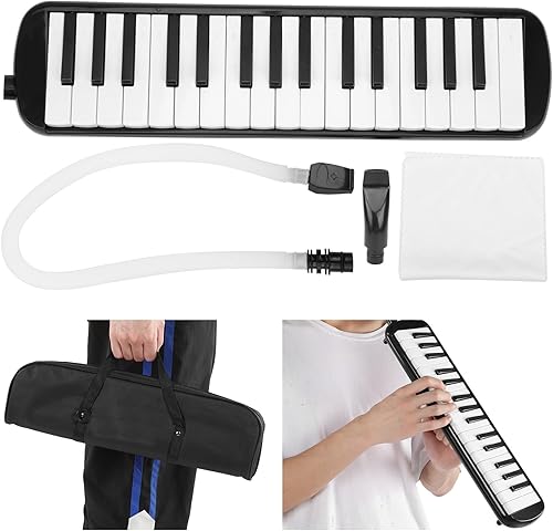Vista 14 de Melódica para principiantes, melódica simple de 32 teclas, melódica portátil con bolsa de transporte, melódica con boquilla de corneta para niños
