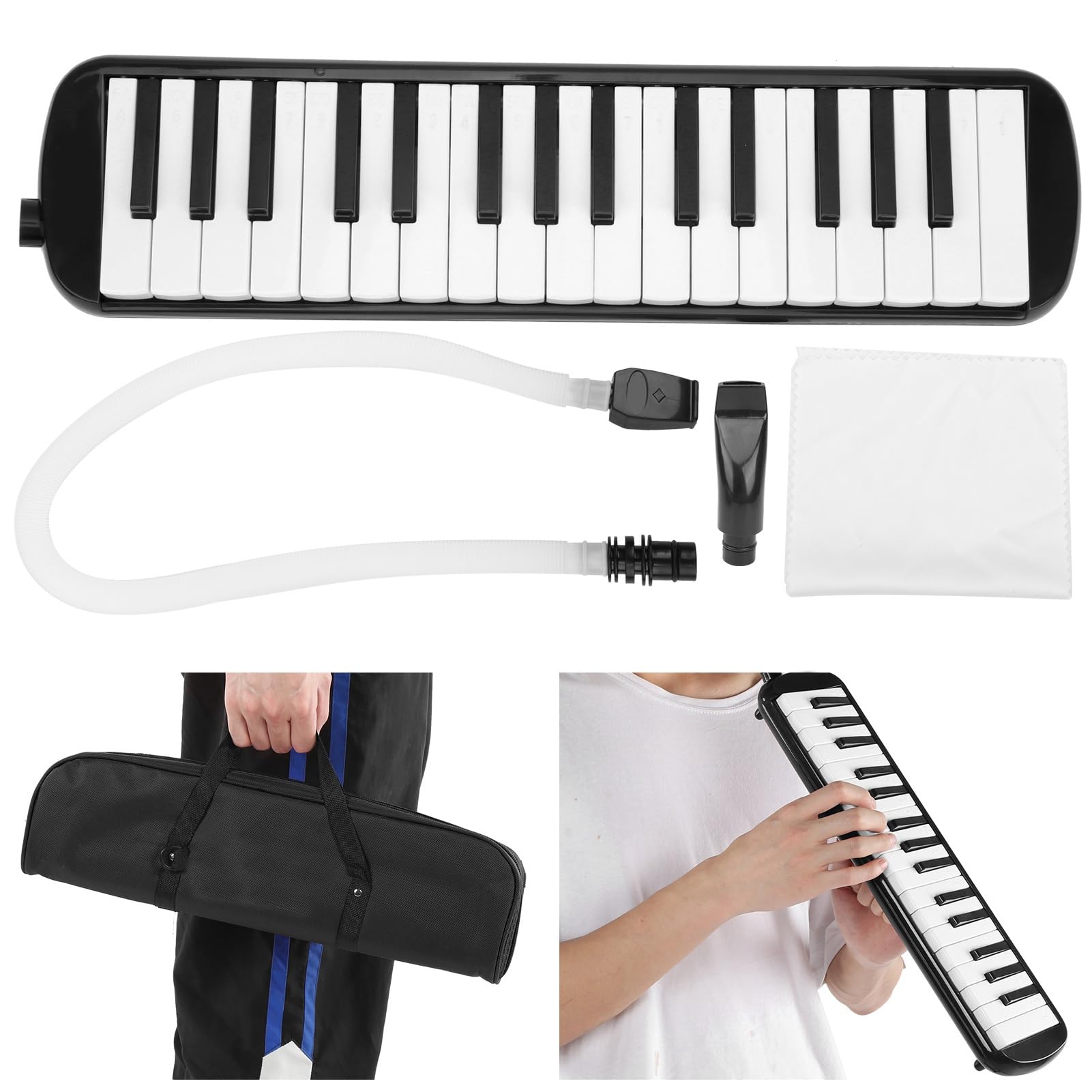 Melodica 32 Tasti Per Principianti | Strumento A Fiato Con Tastiera | Borsa Inclusa | Nero - Foto 11