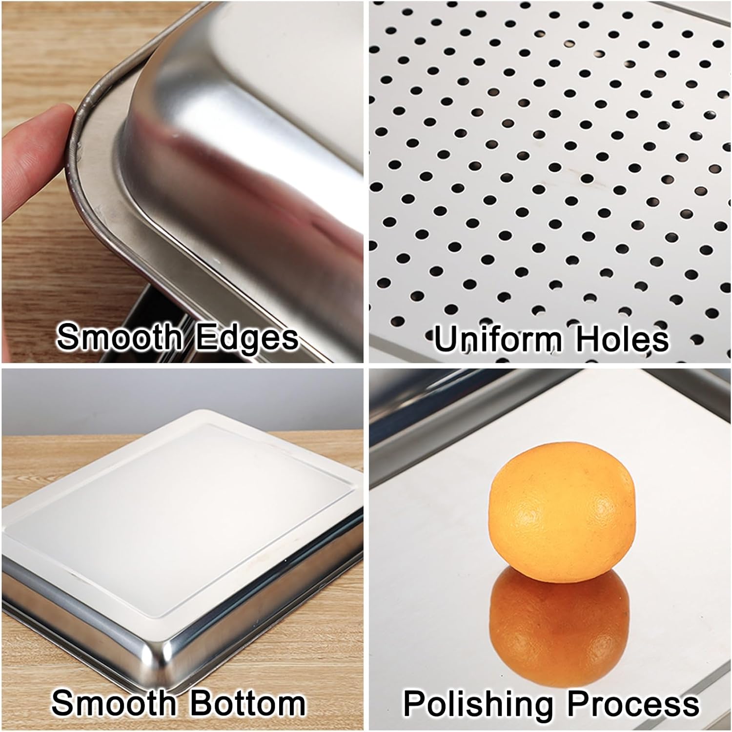 Drip Pan Water Tray 2 Pack Drainage Tray Stainless Steel Versatile Storage for Restaurant Kitchen Hold Fruit Tea(59.5x39.5cm/23x16in)
