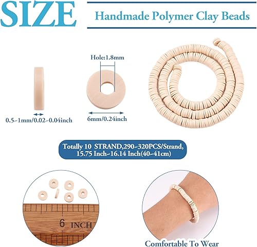 Miniatura 6 de FASHEWELRY 10 hebras planas redondas de arcilla polimérica de 0.236 pulgadas (0.236 in) hechas a mano, cuentas espaciadoras de disco, cuentas