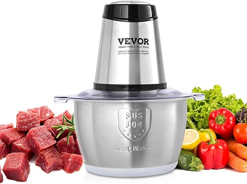 VEVOR Procesador de alimentos, mini picadora eléctrica de 400 W, picadora de carne eléctrica de 2 velocidades, licuadora de carne de acero