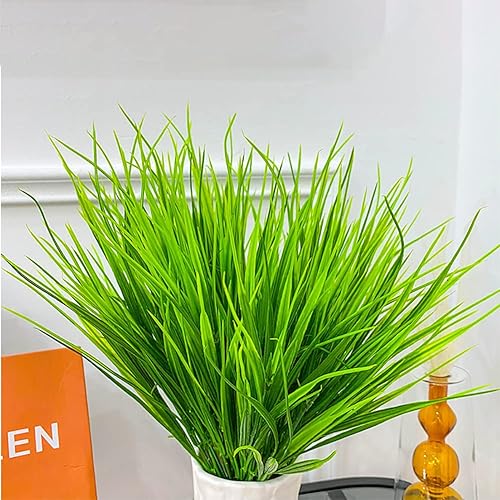 Miniatura 4 de 12 paquetes de plantas de césped artificial, arbustos artificiales, hierba de trigo, vegetación simulada en maceta para jardín, balcón, casa,