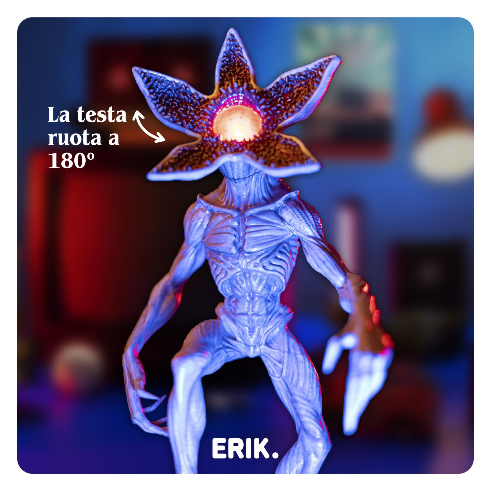 Lampada Stranger Things Demogorgone - Lampada da Scrivania Gaming e Comodino con Luce LED Rossa, Luce Notturna Stranger Things Ufficiale | Batteria Ricaricabile con Cavo USB-C (15 x 34 x 19 cm)