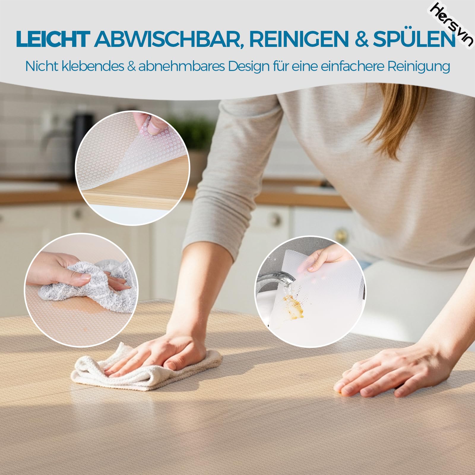 Hersvin Schubladenmatte 30cmx300cm Schubladeneinlage Eva Schrankpapier Nicht Klebende Wasserfest Unterlage Teppich für Küchenschränke Regalschrank (Transparent Punkt)