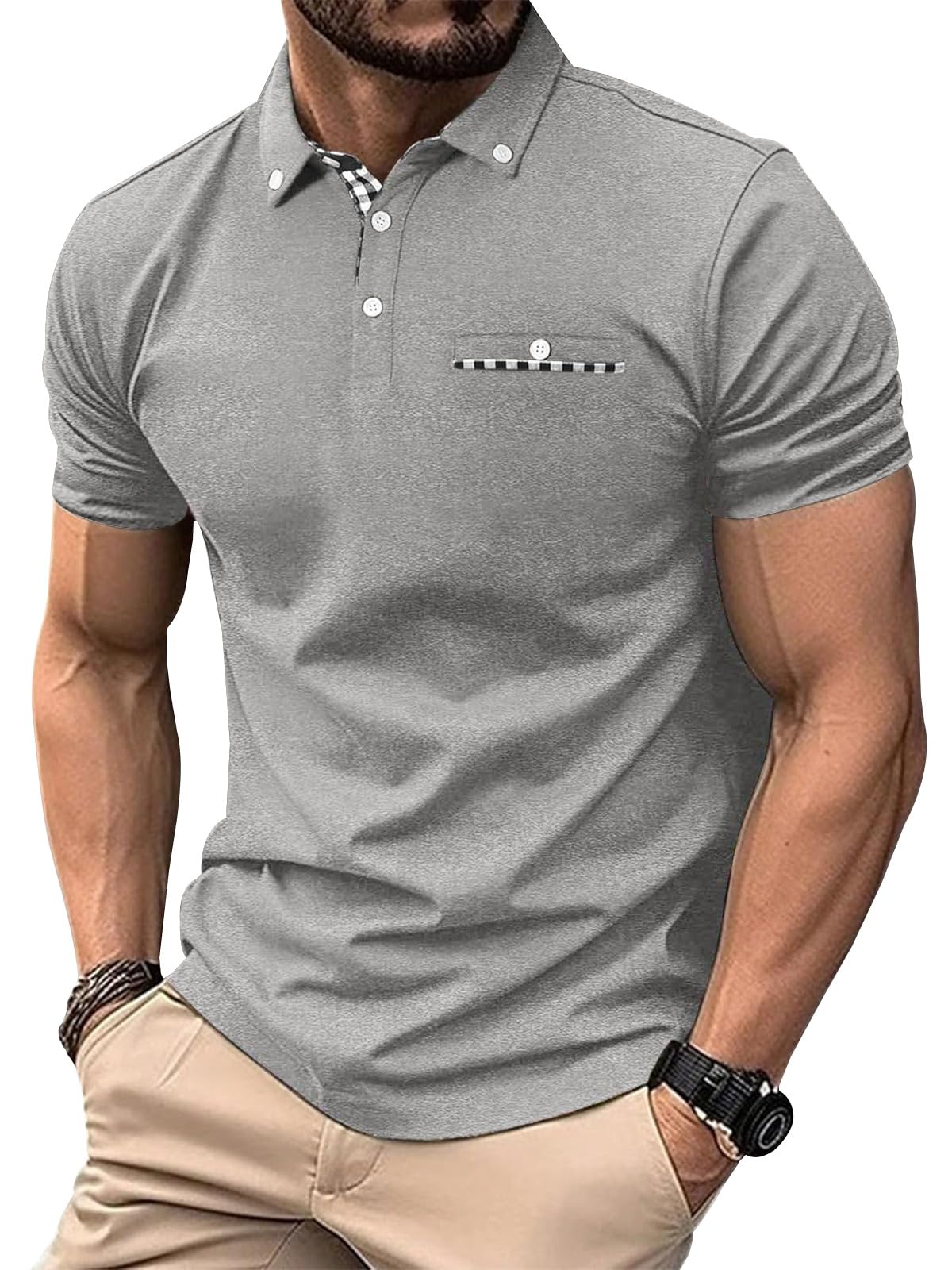Zetieny Polo Uomo Manica Corta Traspirante Golf T-Shirt Tennis Polo Shirt Estiva Abbigliamento da Lavoro Magliette
