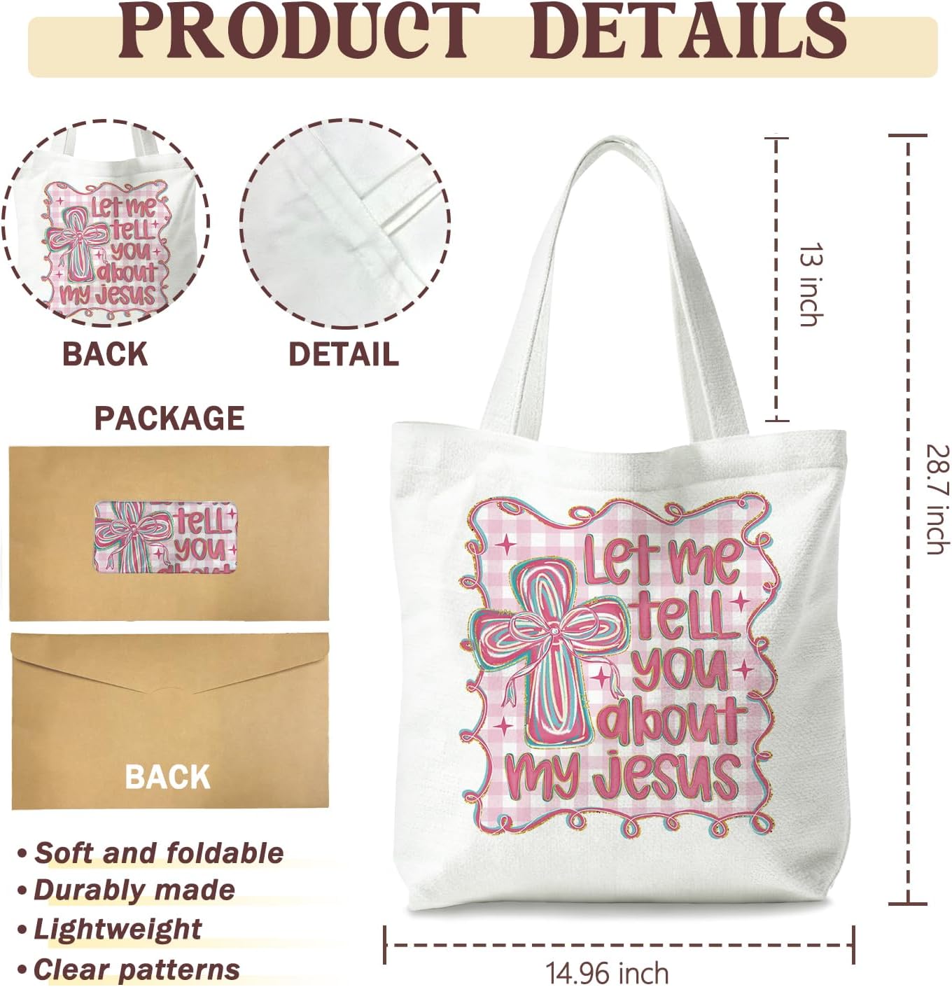 Christian Tote Bag, Bible Bag, Bible Tote Bags for Women, Christian Gifts for Women - Image 5